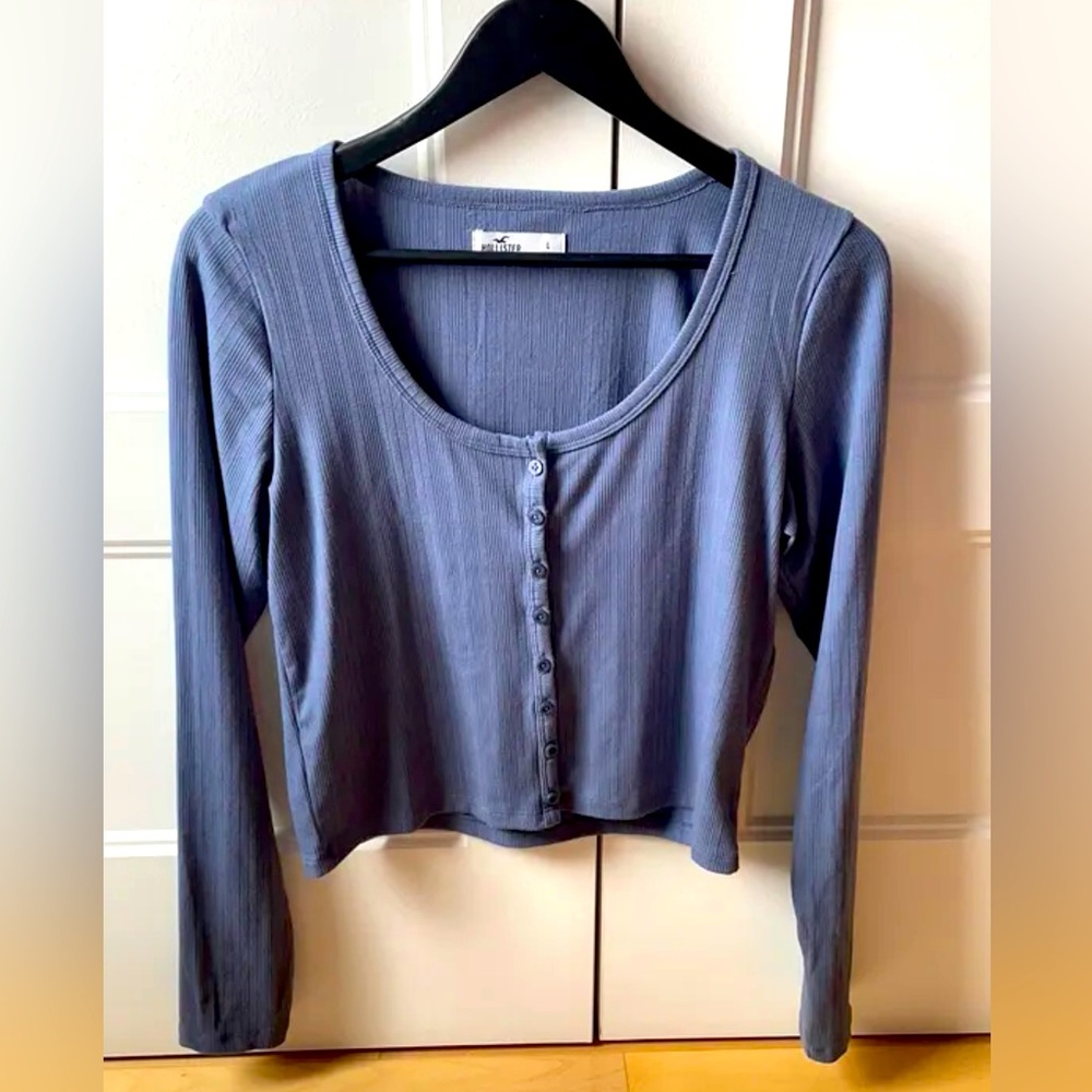 Cropped button-down sweater